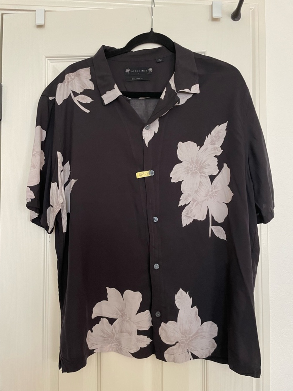 AllSaints Amore SS Shirt Mens Camp Loop Collar Resort Relaxed Fit Floral L